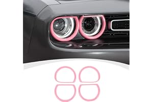 RAZPOY Headlight Lamp Cover for Challenger Accessories, Front Headlight Cover Exterior Light Trim Decoration Compatible with Dodge Challenger 2015-2023, Pink