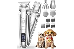 oneisall Small Dog Clippers and Paw Trimmer with Low Noise, 4 - in - 1 Cordless Dog Grooming Kit with 3 - Level Speed Clippers (7000 RPM) for Grooming Thick Hair, Waterproof Shaver for Dogs and Cats