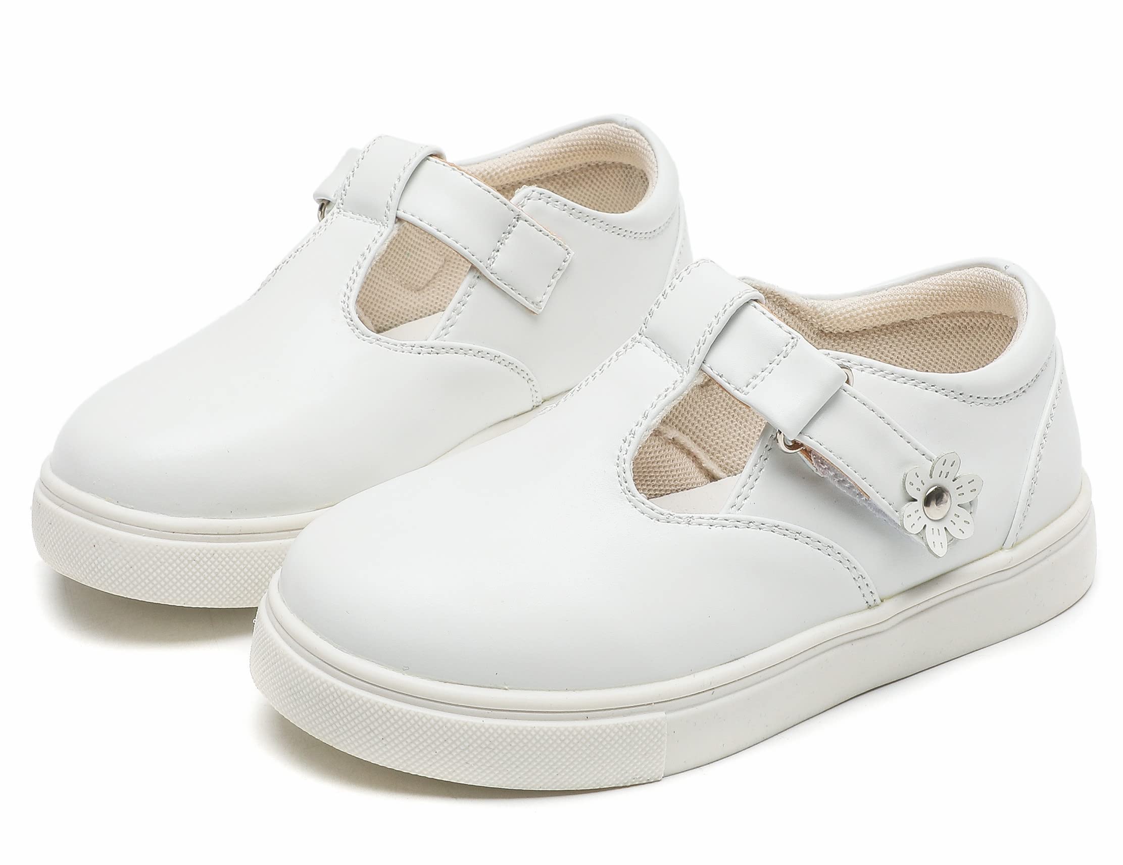 Photo 1 of ***(HEAVILY USED)***DADAWEN Girls Cute Mary Jane Flats School Uniform Shoes Comfort Sneakers (Toddler/Little Kid/Big Kid) White US Size 7 M Toddler