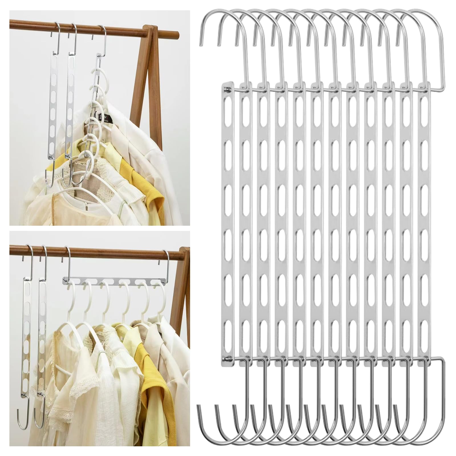 Photo 1 of 12 Pieces Space Saving Metal Collapsible Hangers for Heavy Clothes, Closet Space Savers Metal Hanger Organizer for Dorm, Room Essentials Storage