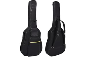 PPOPPO 40 41 42 Inch Acoustic Guitar Bag, Oxford Fabric with 0.35" Thick Padding, Water Resistant Gig Bag, 3 Storage Pockets, Side Handle & Back Hanger Loop, Adjustable Dual Shoulder Straps, Black