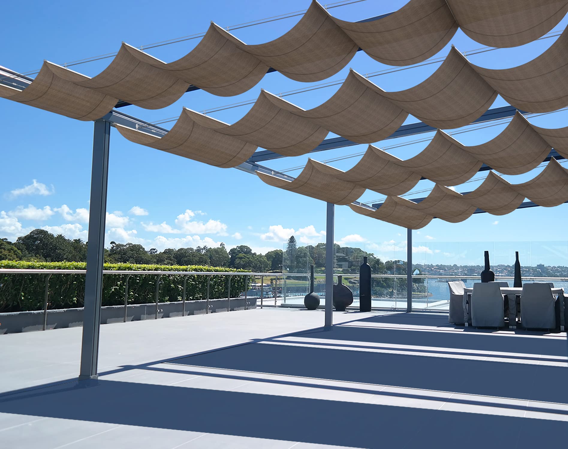 SunnyRoyal Brown 3'x19' Retractable Pergola Shade