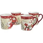 Certified International - 22823SET4 Certified International Holiday Wishes 18 oz. Mugs, Set of 4 Assorted Designs, One Size, Mulicolored