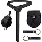 Treature Renaissance Accessories - Belt Pouch Coin Purse Skirt Hike Set - Medieval Festival Costume Halloween Renaissance Costume Women Men. (Black B)