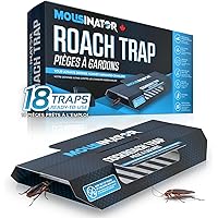 MOUSINATOR Cockroach Traps, 18-Pack, Larger and Multi-Entry Design with Extra-Strong Adhesive, Sticky Glue Cockroach Trap for