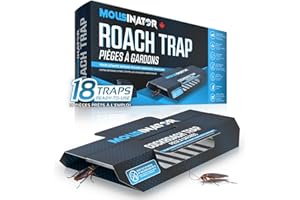 MOUSINATOR Cockroach Traps, 18-Pack, Larger and Multi-Entry Design with Extra-Strong Adhesive, Sticky Glue Cockroach Trap for