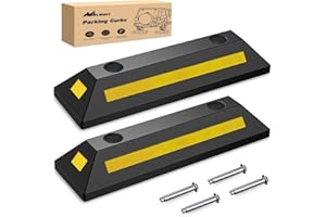 Nilight Parking Curb - Heavy Duty Rubber Garage Driveway Car Wheel Stopper Parking Aid Block Gadgets, 2-Pack