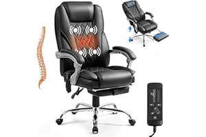 Suvivityse 400lbs Executive Leather Office Chair with Ergonomic Design and Reclining Function - Comfortable Computer Desk Chair with Integrated Foot Rest