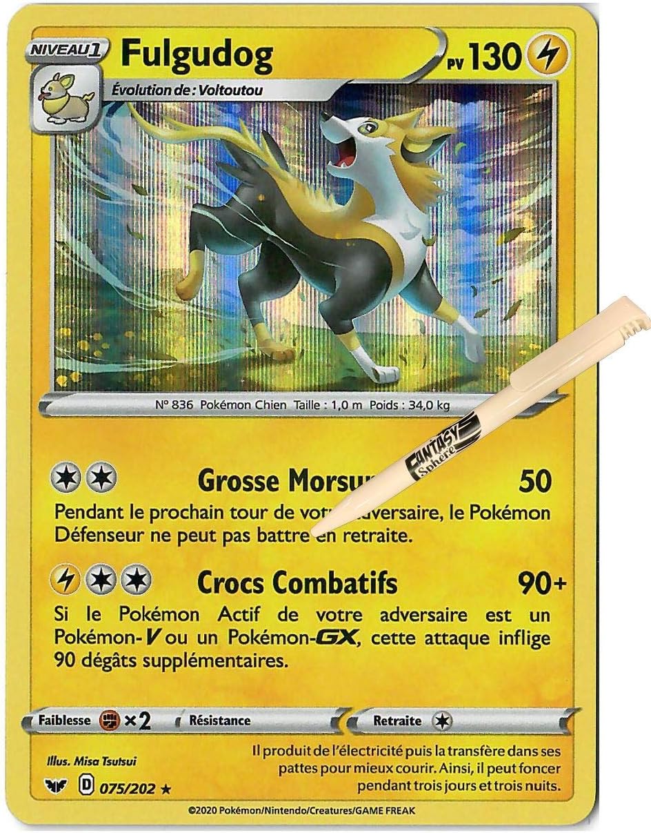1 Stylo Fantasy Sphere Fantasy Sphere Carte Pokemon Fulgudog 130pv Francais Vf Neuf Holo Rare Swsh Epee Et Bouclier 075 2 Jeux Et Jouets Jouets De Collection Loclic Com