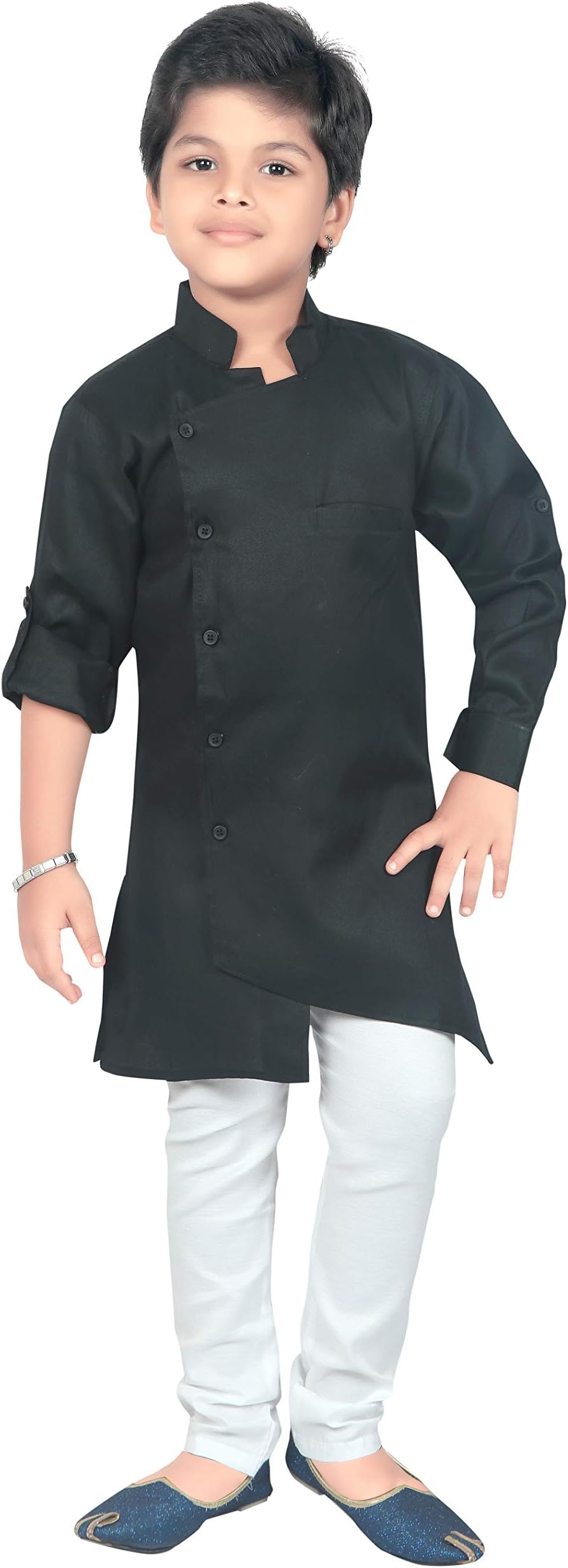 Kids Ethnic Wear Cotton Blend Indo Western Kurta and Pyjama Set for Boys