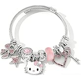 CopyngYize Cute Bracelets, Bracelet Gift for Women, Adjustable Stainless Steel Bracelet, Classic Cartoon Design Jewelry, Suitable for Female Teen Sister Bestie Birthday Gift (Pink)