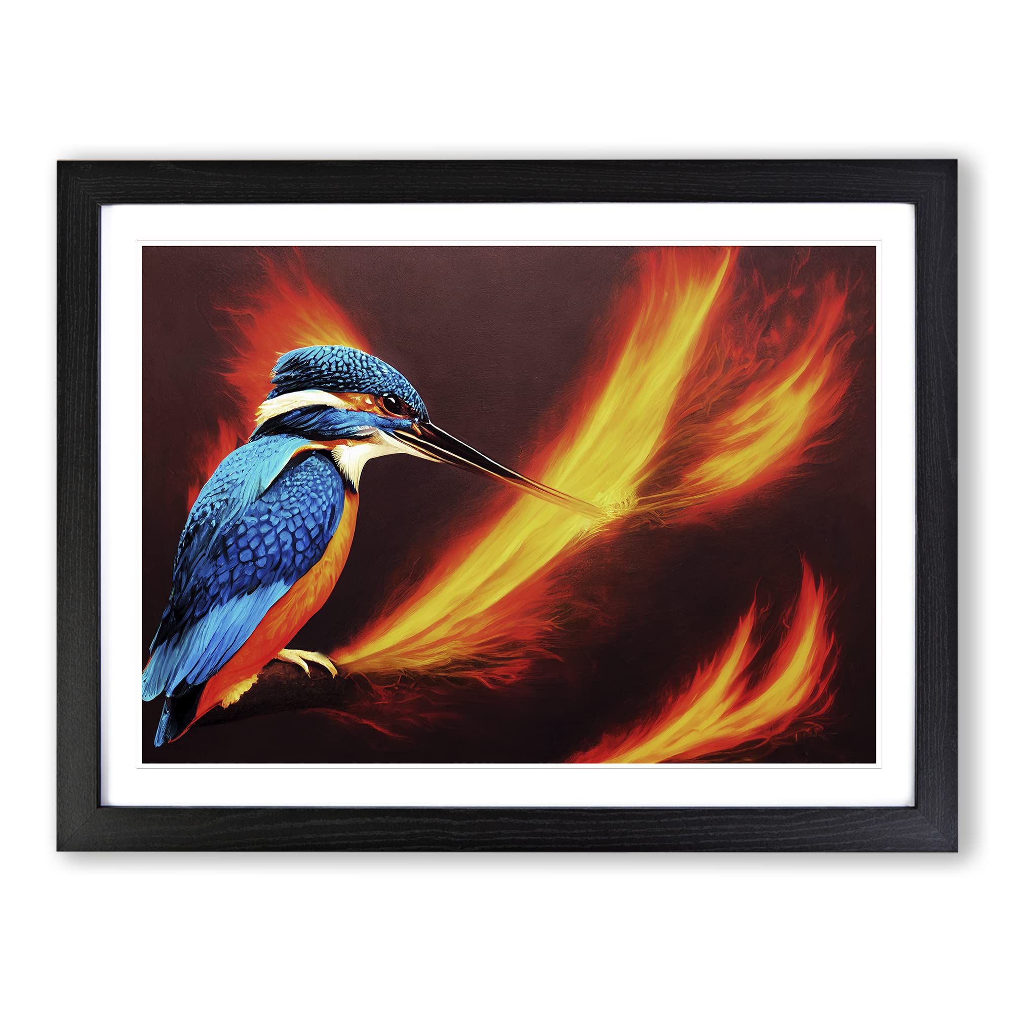 Astonishing Kingfisher Bird BLK Framed Print | A4 Black Framed Wall Art | Ready to Hang | Modern Nature Picture | Living Room Bedroom Lounge Office