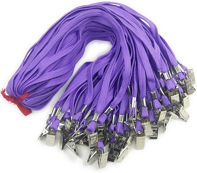 Purple Lanyard Clip Bulk 50PCS 33Inch Badge Lanyards with