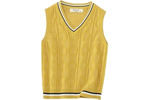 Loloda Kids Boys Girls Casual V Neck School Uniform Knit Sweater Vest Striped Sleeveless Cardigan Daily Wear