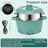 Electric Hot Pot 2L Stainless Steel Noodles Cooker w/ Steam Rack UK view 2