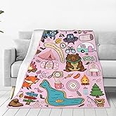 Camping Blanket, Comfort Soft Flannel Camping Throw Blanket, Ideal for Living Room and Bedroom Decor Pink, Perfect Loves Camping Blanket for Everyone 50"X40"
