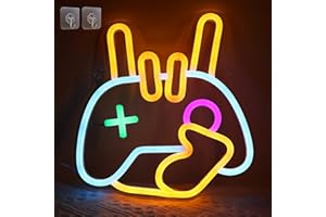 Light up Game Rock Hand Shaped Neon Signs, Attivolife Acrylic Dimmable Neon Lights with USB Powered, LED Wall Decor for Teen 
