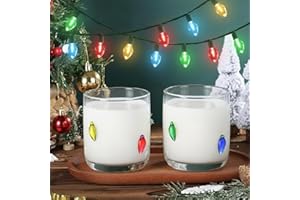 SiliFine Christmas Icon Juice Glasses, 14oz Colorful Bulb Stemless Wine Drinking Juice Glass Cup for Party Supplies Gift