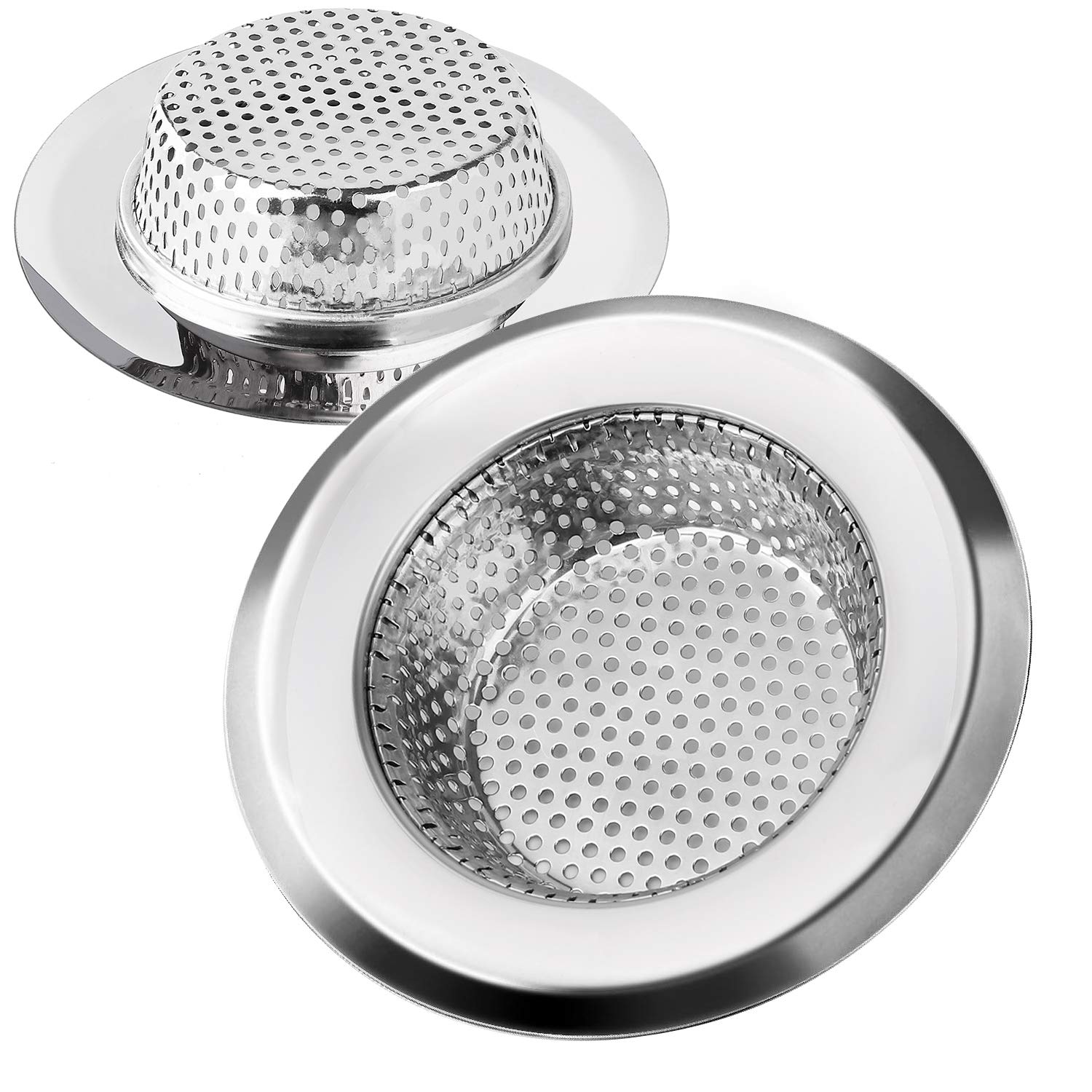Kitchen Sink Strainer Drain Filter Stainless Steel Durable Sink Drains Anti-Clogging Strainer Ideal for Home Sinks Kitchen Bath Sink, 4.4 Inch Diameter 2 Pieces