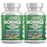 Moringa Powder Capsules + Turmeric Moringa Leaf Ceylon Cinnamon Ashwagandha Ginger Tart Cherry Boswellia Quercetin Garlic Holy Basil Saffron Nettle Black Pepper Moring-Go Supplement By Clean Nutra (2)