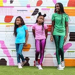 City Threads Girls Leggings Metallic Mermaid Print
