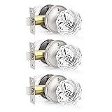 Orger 3 Pack Diamond Glass Door Knobs, Crystal
