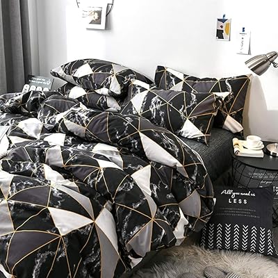 Buy Jumeey Black Comforter Queen White Silver Grey Gold Plaid Bedding Full Size Men Women Modern Black Marble Bedding Comforters Sets Cotton Teen Boy Blocks Triangle Quilts Geometric Comforter Set Queen Online