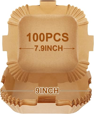 BYKITCHEN Air Fryer Liners Square 100pcs 7.9 Inch Parchment Paper Greaseproof