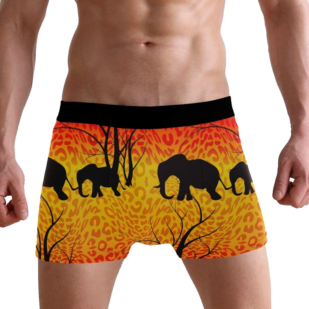 Men's Boxer Briefs Animal Elephant Leopard Print Soft Short Underpants ...