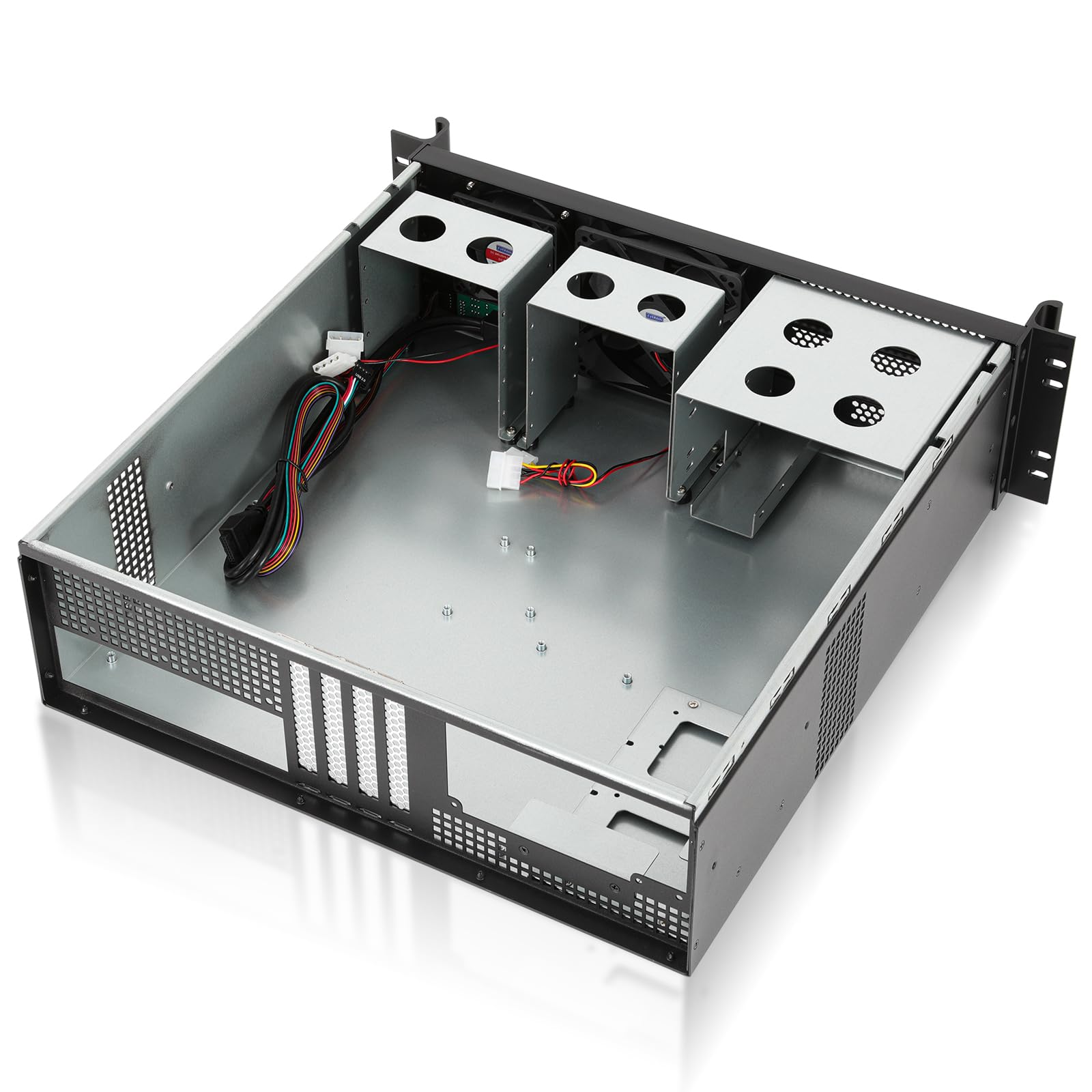 rackchoice ATX/Micro ATX Mini-ITX 3U Rackmount Server Chassis 2x5.25” + 5x3.5” Bays, ATX PSU Support, Top or Side Cooling Both OK
