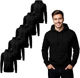 Gift Hub Black Hoodies Unisex XL 5 Pieces Plain Cotton Jumper Workwear