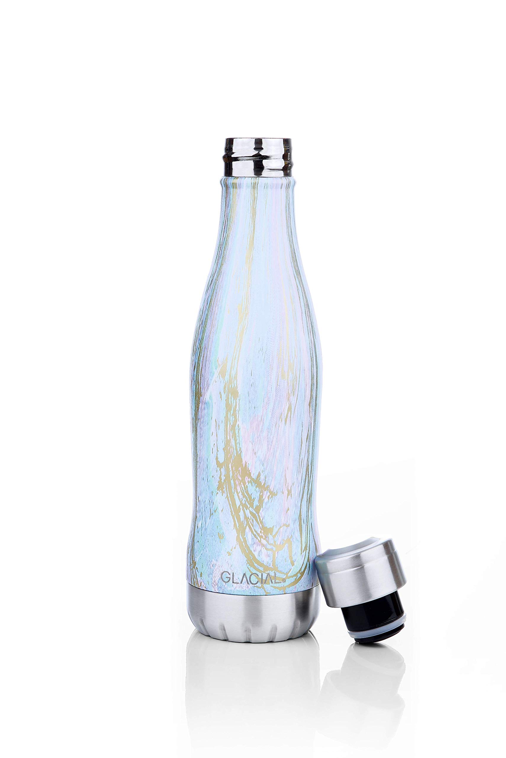 GLACIAL GL2118500168 Thermos Bottles, Stainless Steel, Gold Blue