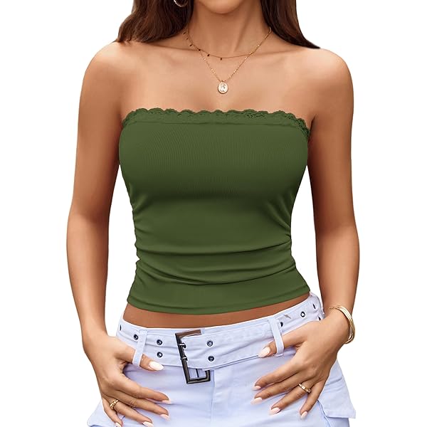 ElliTarr Basic Tube Tops for Women Strapless Bandeau Top