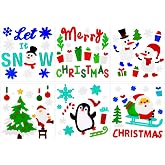 XIMISHOP 6pcs Christmas Gel Window Clings Sticker for Xmas Window Decors | Xmas Santa Claus Snowman Snowflake Penguin Window Clings Sticker for Christmas Window Decors