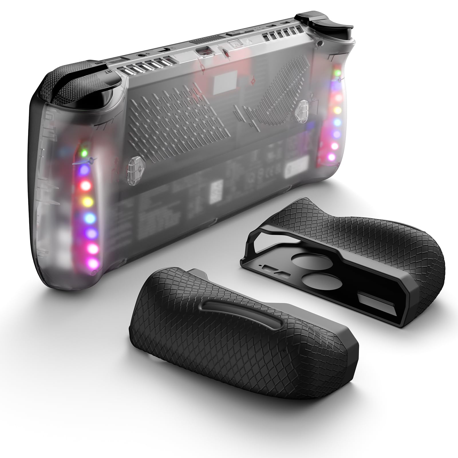 Photo 1 of *MISSING STICKER* JSAUX RGB Transparent Back Plate Compatible with ROG Ally X, ROG Ally X Case Accessories with Silicone Grip and Cooling Module, DIY Replacement Shell