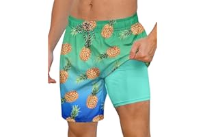 Cozople Mens Swimming Trunks with Compression Liner Swim Shorts 7 inch Quick Dry Bathing Suit Anti Chafe Boardshorts