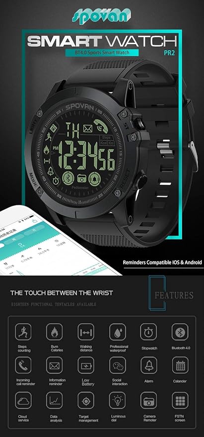 SMIRK SUMER Reloj Inteligente, Smartwatch con Pulsómetro ...