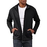 Oymyakon Men's Lightweight Varsity Jacket Spring Casual Stylish Bomber Jacket Waffle Zip Up Coat with Pockets