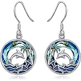 TOUPOP Sea Turtle/Dolphin/Seahorse Earrings 925 Sterling Silver Tropical Palm Tree Earrings Blue Crystal Ocean Jewelry Birthday Christmas Gifts for Women