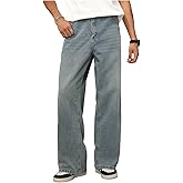 Verdusa Men's Vintage Baggy Jeans Grunge Streetwear Wide Leg Denim Pants with Pockets