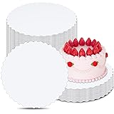 Cake Boards 10 inch Round, White Scalloped Edges