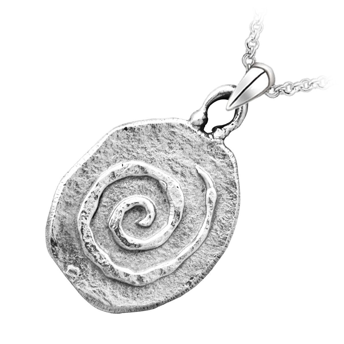 GWG Jewellery Pendant Necklace 18K White Gold Coated Celtic Circle Spiral Engraved on Ancient Stones in Gift Box for Women