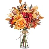 Artificial Fall Flowers for Decoration, Fall Fake Flowers in Vase Faux Silk Flower Arrangements Room Office Wedding Home Decor Indoor Tables Centerpieces Autumn Flowers Decor (Fall Flowers)