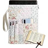 Gilprop Bible Book Sleeve with Zipper 11" x 9" Padded Protector Washable Quilted Book Covers Printed Bible Pouch with Handle 