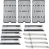 Direct store Parts Kit DG207 Replacement for select Vermont Castings grills, 17" Burner 4pcs, 14 1/2" x 7 1/4" Heat Plates 4pcs, set of 3 Cooking Grill Grids, 16 7/16" x 9 1/16" each grid