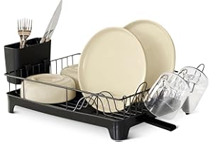 鶹 Basics Dish Drying Rack, Stainless Steel, 38.7X 29.5 x 10.2 cm, Black