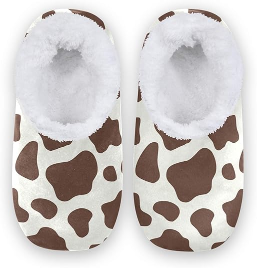 brown and white slippers