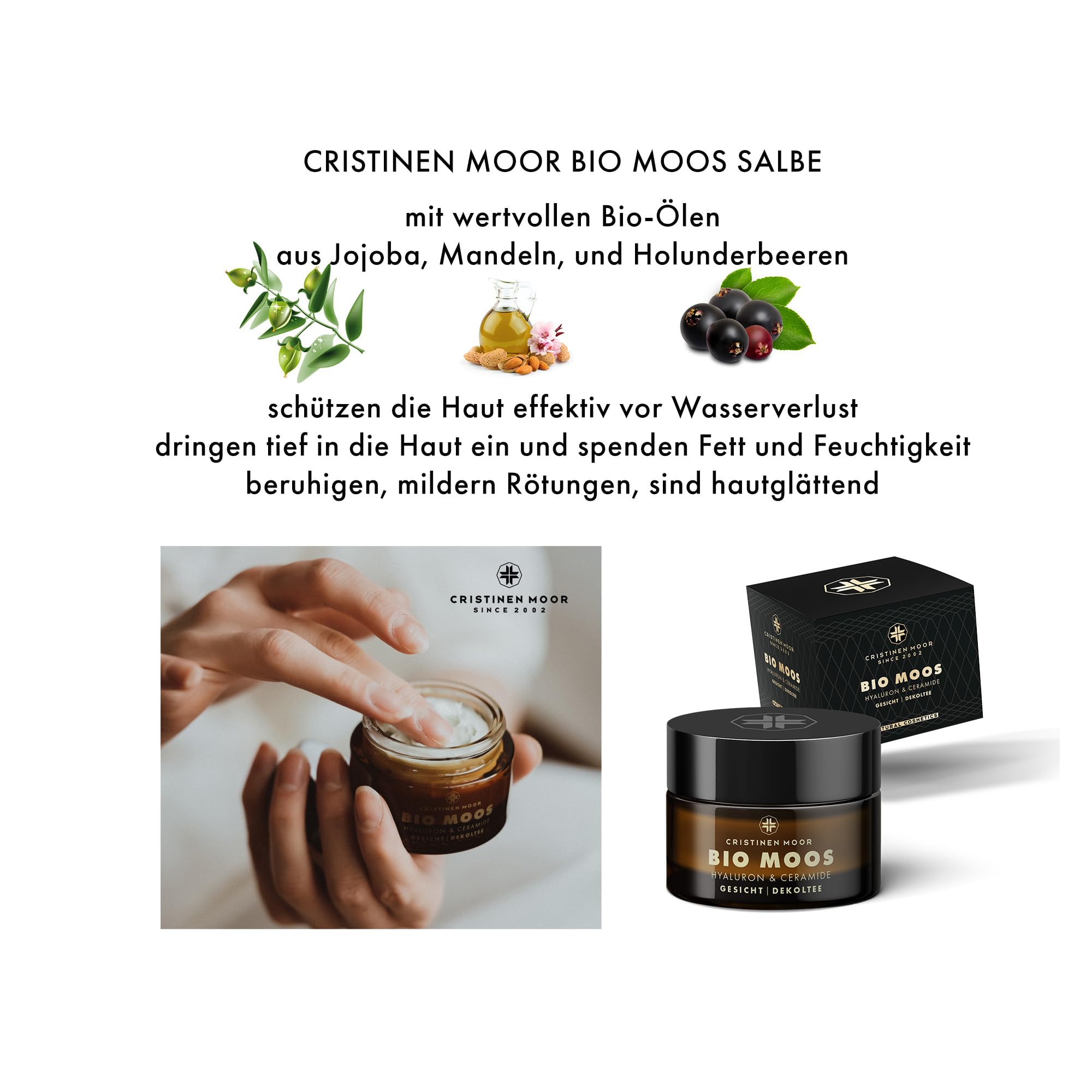 Moossalbe Gesicht Falten Testsieger, Zertifizierte Bio Anti Aging, Anti-Falten mit Isländisch Moos Extrakt, Hyaluronsäure, Ceramid & Aloe Vera, Tages Gesichtscreme für alle Hauttypen | Made in Germany 3