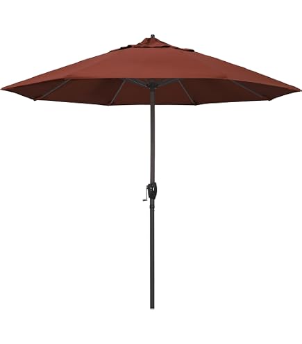 California Umbrella 9' Round Aluminum Outdoor Deck, Pool or Patio Umbrella, Crank Lift, Auto Tilt, Bronze Pole, Terracotta Olefin : Clothing, Shoes & Jewelry