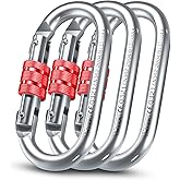 XTEK Climbing 25kn Climbing Carabiner Clip - Heavy Duty O-Shape Steel Locking Caribeaner - UIAA/CE Certified Rock Climbing Gear - Strong Large Locking Oval Caribeener for Mountain Climbing